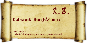 Kubanek Benjámin névjegykártya
